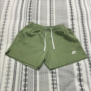 Nike Green Mesh Athletic Shorts with White Swoosh